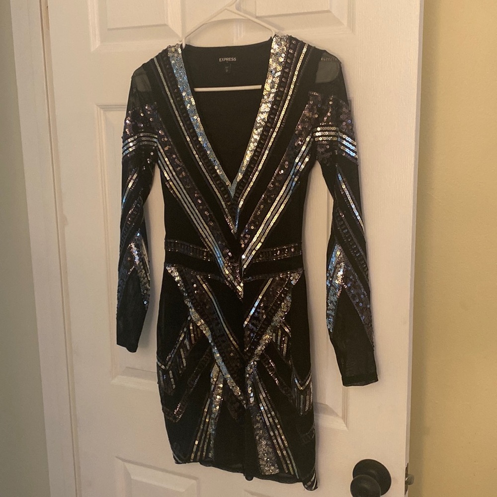 Black sequince mini dress true to size